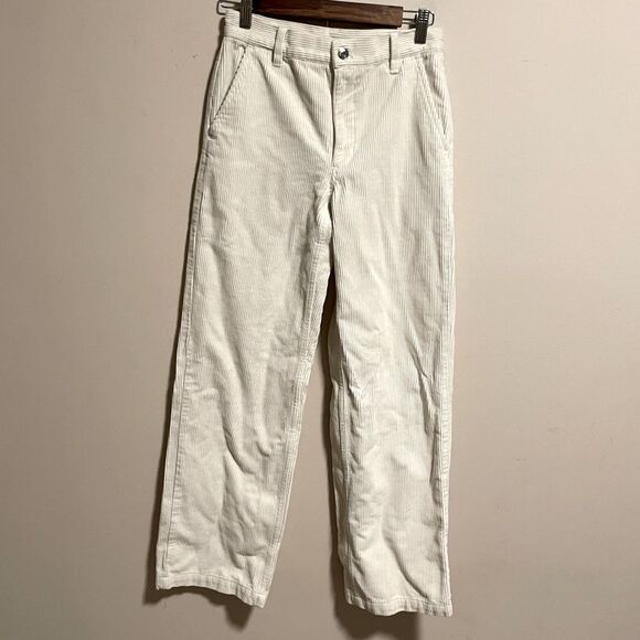 Aritzia Tna Sunview Pant Ripcord Corduroy Pant in White Creme- Size 0 - Picture 1 of 8